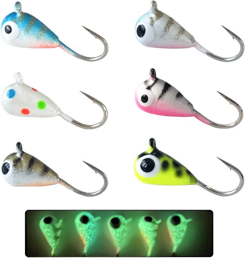 Bombite Tungsten Ice Fishing Jig Set Super Sensitive Ice Jigs Ice Fishing Lures for Crappie Panfish Sunfish Bluegill Perch Walleye Pike 6pcs 3mm 4mm 5mm - Image 1